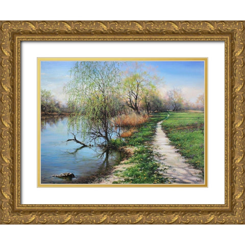 The Way-where is walking Spring Gold Ornate Wood Framed Art Print with Double Matting by Cernov, Ivan