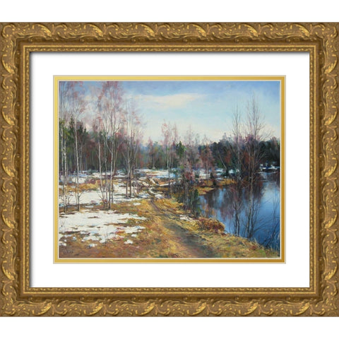 Breath of Spring Gold Ornate Wood Framed Art Print with Double Matting by Cernov, Ivan