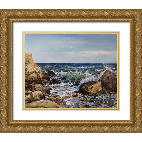 Spring by the Sea Gold Ornate Wood Framed Art Print with Double Matting by Cernov, Ivan
