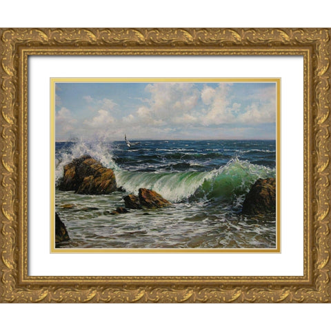 Spring by the Sea II Gold Ornate Wood Framed Art Print with Double Matting by Cernov, Ivan