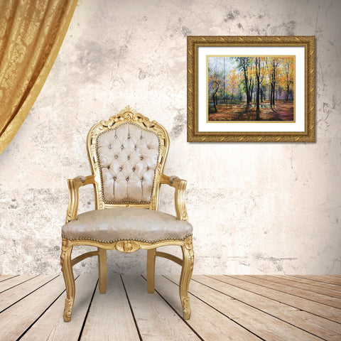 Park in Autumn Gold Ornate Wood Framed Art Print with Double Matting by Cernov, Ivan