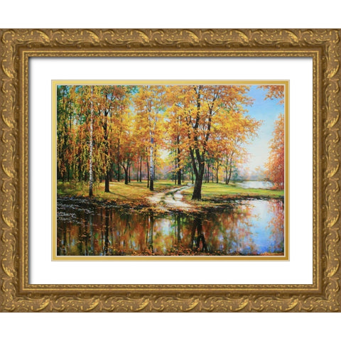 River Turuncuk in Autumn Gold Ornate Wood Framed Art Print with Double Matting by Cernov, Ivan