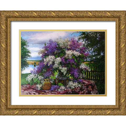 Lilac Gold Ornate Wood Framed Art Print with Double Matting by Cernov, Ivan