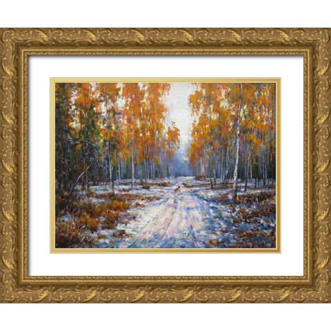 Warm Autumn Gold Ornate Wood Framed Art Print with Double Matting by Cernov, Ivan