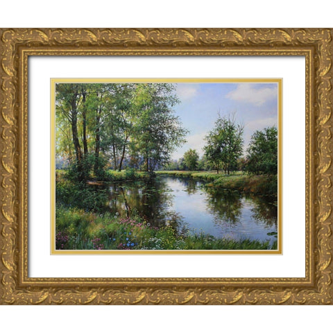 Honey June Gold Ornate Wood Framed Art Print with Double Matting by Cernov, Ivan