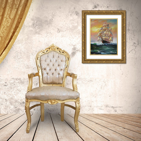 Meeting with Dreams Gold Ornate Wood Framed Art Print with Double Matting by Cernov, Ivan
