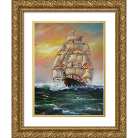 Meeting with Dreams Gold Ornate Wood Framed Art Print with Double Matting by Cernov, Ivan