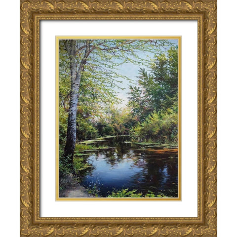 Dark River Gold Ornate Wood Framed Art Print with Double Matting by Cernov, Ivan