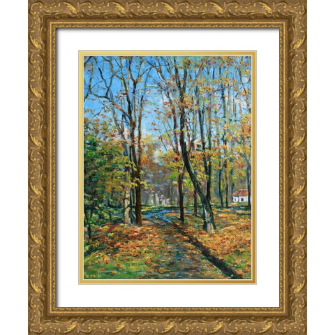 A House in the Forest Gold Ornate Wood Framed Art Print with Double Matting by Cernov, Ivan