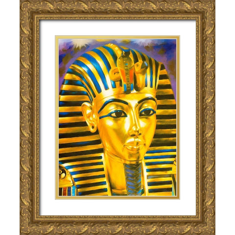 Tutanchamon Mask Gold Ornate Wood Framed Art Print with Double Matting by Medeiros, Celito