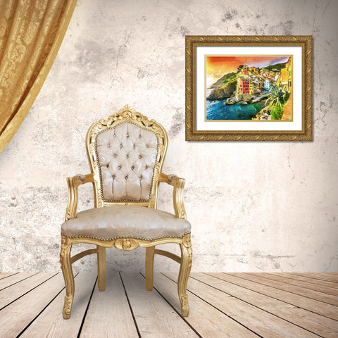 Coast in Italy VII Gold Ornate Wood Framed Art Print with Double Matting by Medeiros, Celito
