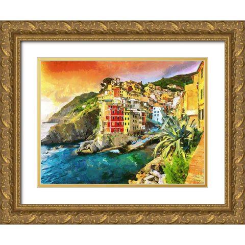 Coast in Italy VII Gold Ornate Wood Framed Art Print with Double Matting by Medeiros, Celito