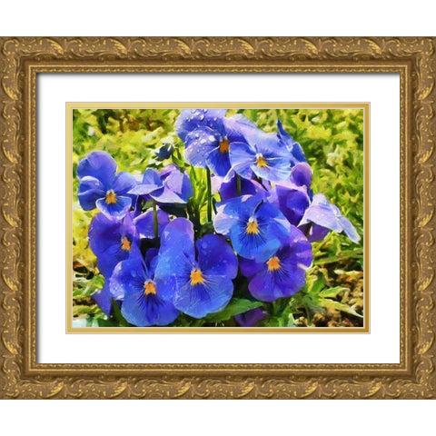 Pansies Gold Ornate Wood Framed Art Print with Double Matting by Medeiros, Celito