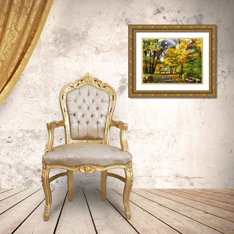 Autumn Park Way Gold Ornate Wood Framed Art Print with Double Matting by Medeiros, Celito