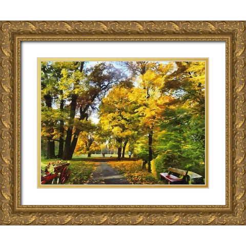 Autumn Park Way Gold Ornate Wood Framed Art Print with Double Matting by Medeiros, Celito