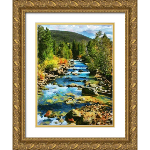 River in Bohemian Mountains Gold Ornate Wood Framed Art Print with Double Matting by Medeiros, Celito