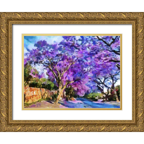 Purple Trees Gold Ornate Wood Framed Art Print with Double Matting by Medeiros, Celito