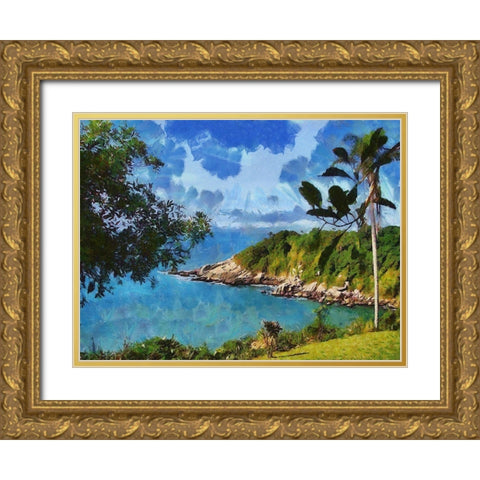Romantic Bay Gold Ornate Wood Framed Art Print with Double Matting by Medeiros, Celito