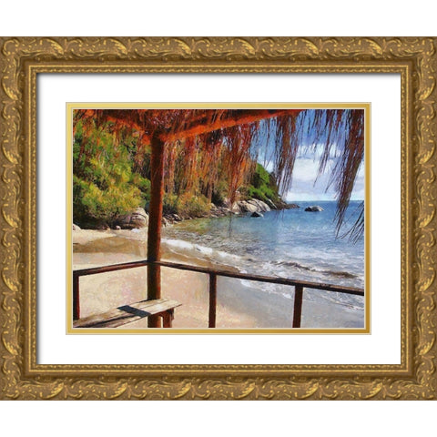 Sand Beach by the Rocks Gold Ornate Wood Framed Art Print with Double Matting by Medeiros, Celito