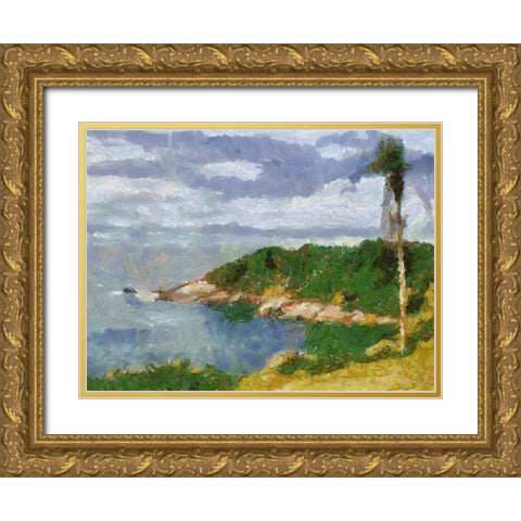 Impression Bay Gold Ornate Wood Framed Art Print with Double Matting by Medeiros, Celito