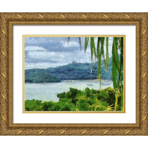 Impression Bay II Gold Ornate Wood Framed Art Print with Double Matting by Medeiros, Celito