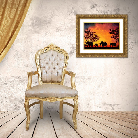 Memories of Africa II Gold Ornate Wood Framed Art Print with Double Matting by Medeiros, Celito