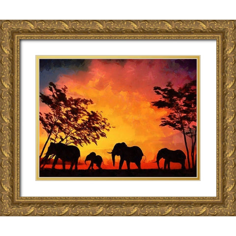 Memories of Africa II Gold Ornate Wood Framed Art Print with Double Matting by Medeiros, Celito