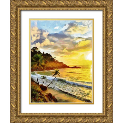Sunset in Tropics II Gold Ornate Wood Framed Art Print with Double Matting by Medeiros, Celito