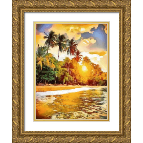 Sunset in Tropics III Gold Ornate Wood Framed Art Print with Double Matting by Medeiros, Celito