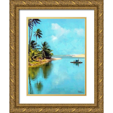 Everyone Loves Palm Trees XV Gold Ornate Wood Framed Art Print with Double Matting by Medeiros, Celito