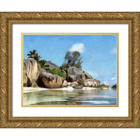 Seychelles Gold Ornate Wood Framed Art Print with Double Matting by Medeiros, Celito