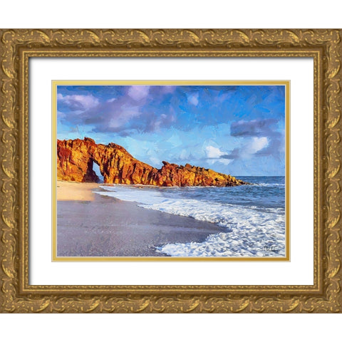 Beautiful Rock far a way Gold Ornate Wood Framed Art Print with Double Matting by Medeiros, Celito