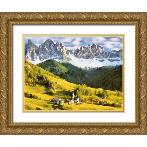 Austrian Mountains I Gold Ornate Wood Framed Art Print with Double Matting by Medeiros, Celito