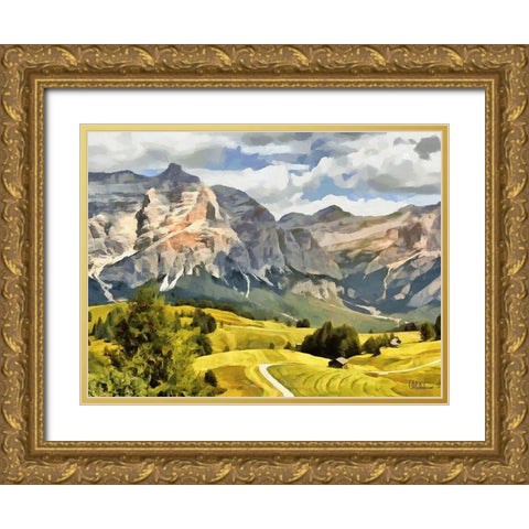 Austrian Mountains II Gold Ornate Wood Framed Art Print with Double Matting by Medeiros, Celito