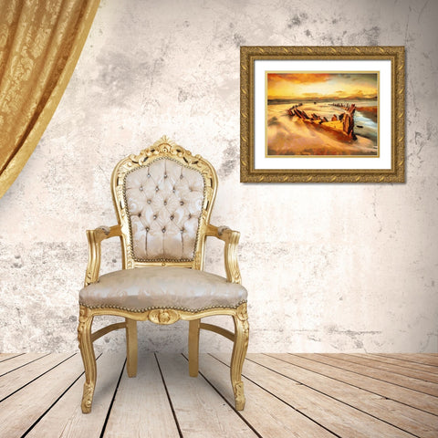 Missing Boat after Century Gold Ornate Wood Framed Art Print with Double Matting by Medeiros, Celito