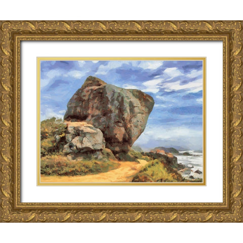 Big Boulder Gold Ornate Wood Framed Art Print with Double Matting by Medeiros, Celito