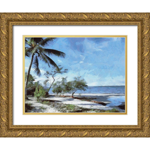 Beach in Brazil I Gold Ornate Wood Framed Art Print with Double Matting by Medeiros, Celito