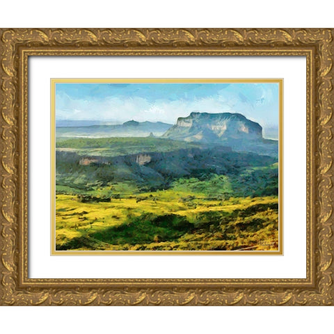 A Big Rock Gold Ornate Wood Framed Art Print with Double Matting by Medeiros, Celito