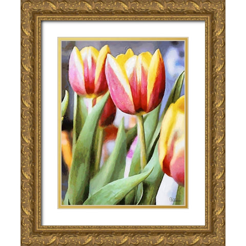 Just Tulips II Gold Ornate Wood Framed Art Print with Double Matting by Medeiros, Celito