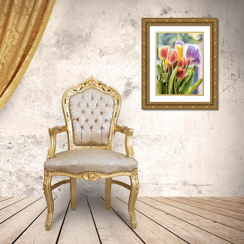 Just Tulips III Gold Ornate Wood Framed Art Print with Double Matting by Medeiros, Celito