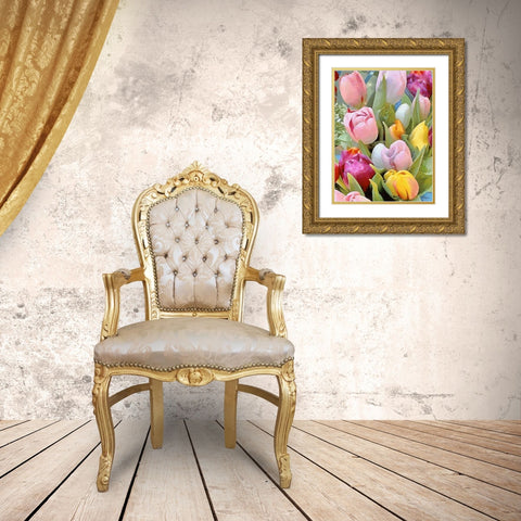 Just Tulips IV Gold Ornate Wood Framed Art Print with Double Matting by Medeiros, Celito