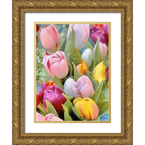 Just Tulips IV Gold Ornate Wood Framed Art Print with Double Matting by Medeiros, Celito