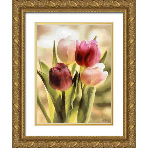Just Tulips VI Gold Ornate Wood Framed Art Print with Double Matting by Medeiros, Celito