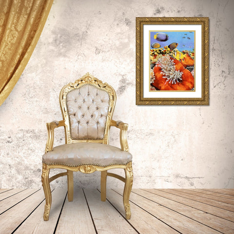 Fishes in Tropical Sea IV Gold Ornate Wood Framed Art Print with Double Matting by Medeiros, Celito