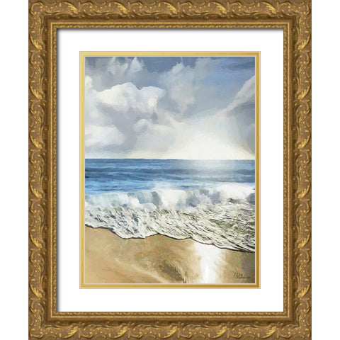 White Wave at the Beach II Gold Ornate Wood Framed Art Print with Double Matting by Medeiros, Celito