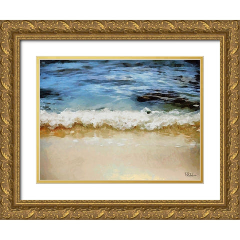 White Wave at the Beach IV Gold Ornate Wood Framed Art Print with Double Matting by Medeiros, Celito