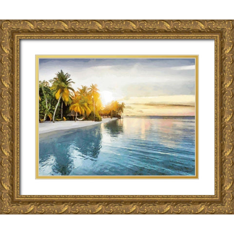 Sunset over Palm Trees I Gold Ornate Wood Framed Art Print with Double Matting by Medeiros, Celito