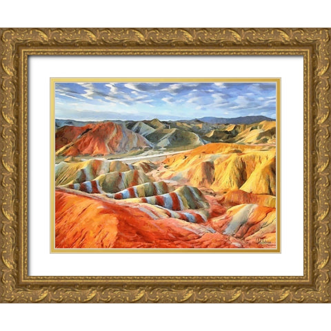 Painted Mountains I Gold Ornate Wood Framed Art Print with Double Matting by Medeiros, Celito