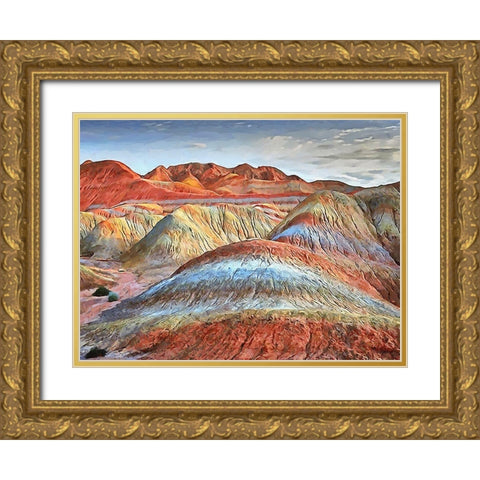 Painted Mountains III Gold Ornate Wood Framed Art Print with Double Matting by Medeiros, Celito