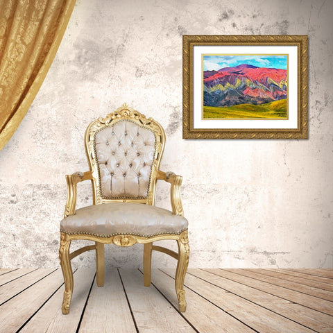 Painted Mountains IV Gold Ornate Wood Framed Art Print with Double Matting by Medeiros, Celito